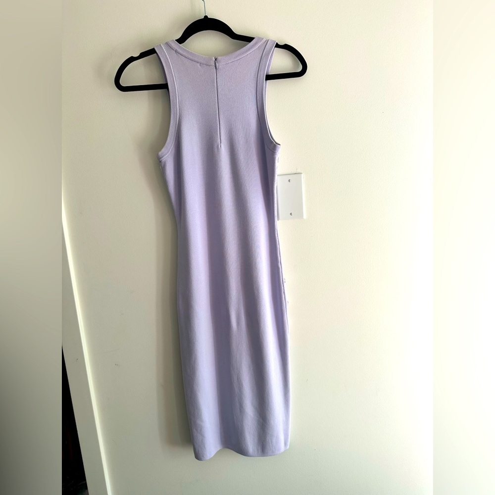 Michael Kors Bodycon Lavender Sleeveless Dress with White Floral Accents - Picture 3 of 5